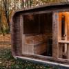 Picture of Solid Redwood Wood-Fired Outdoor Sauna with Panoramic Glass, Two-Zone Design, Weatherproof