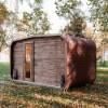 Picture of Solid Redwood Wood-Fired Outdoor Sauna with Panoramic Glass, Two-Zone Design, Weatherproof