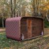 Picture of Solid Redwood Wood-Fired Outdoor Sauna with Panoramic Glass, Two-Zone Design, Weatherproof