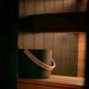 Picture of Cube Outdoor Wood-Fired Sauna in Deep Forest Green, Vertical Timber Cladding, Narrow Glass Door