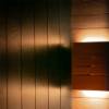 Picture of Cube Outdoor Wood-Fired Sauna in Deep Forest Green, Vertical Timber Cladding, Narrow Glass Door