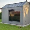 Picture of Suburban Backyard Outdoor Sauna Room with Large Mirror Glass Window, Weather Resistant
