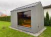 Picture of Suburban Backyard Outdoor Sauna Room with Large Mirror Glass Window, Weather Resistant