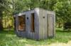 Picture of Square Outdoor Sauna Room, Charcoal Grey Weathered Timber Look, Glass Door and Windows