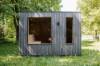 Picture of Square Outdoor Sauna Room, Charcoal Grey Weathered Timber Look, Glass Door and Windows
