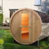 Picture of 4-8 Person Red Cedar Outdoor Barrel Sauna with Panoramic Window