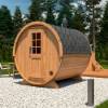 Picture of 4-8 Person Red Cedar Outdoor Barrel Sauna with Panoramic Window