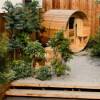 Picture of 4-8 Person Red Cedar Outdoor Barrel Sauna with Panoramic Window