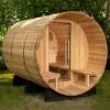 Picture of Outdoor 6-Person Traditional Barrel Sauna with Panoramic Window, Finnish Red Cedar