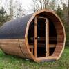 Picture of Rustic Forest Wellness Barrel, Octagonal Ends, Built-In Seating, for Backyard or Camp