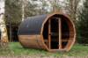 Picture of Rustic Forest Wellness Barrel, Octagonal Ends, Built-In Seating, for Backyard or Camp