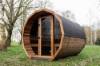 Picture of Rustic Forest Wellness Barrel, Octagonal Ends, Built-In Seating, for Backyard or Camp