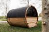 Picture of Rustic Forest Wellness Barrel, Octagonal Ends, Built-In Seating, for Backyard or Camp