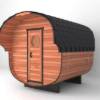 Picture of Commercial Barrel Steam Sauna Room with Solid Timber Panels, Black Tile Roof, Octagonal Window