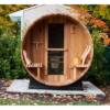 Picture of Spacious 2-4 Person Wooden Barrel Sauna with Freestanding Design and Large Viewing Window