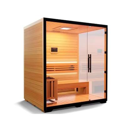 Picture of Spacious Family Sauna Room with Black Frame, Timber Interior and Low-EMF Heater