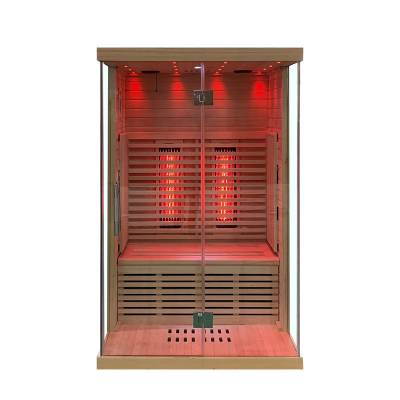 Modern 2-Person Indoor Wooden Infrared Sauna with Red Light Therapy