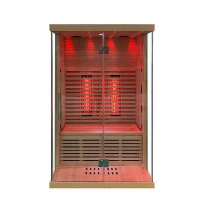 Picture of Modern 2-Person Indoor Wooden Infrared Sauna with Red Light Therapy