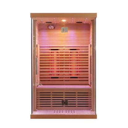 Picture of 2 Person Indoor Wooden Infrared Sauna Room with Red Light Therapy