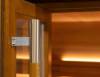 Picture of Modern Cube Outdoor Sauna with Black Vertical Cladding and Glass Entry Vestibule