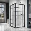Picture of Custom Luxury Silk-Screened Black Frame Toughened Glass Double Sliding Shower Enclosure