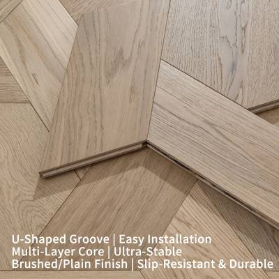 Custom Geometric Parquet Engineered Timber Flooring, Black Walnut Oak Veneer, U-Groove