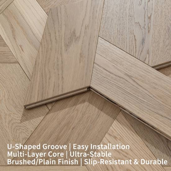 Picture of Custom Geometric Parquet Engineered Timber Flooring, Black Walnut Oak Veneer, U-Groove