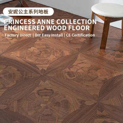 Picture of Black Walnut Anne Princess Parquet Engineered Timber Flooring, French Vintage Style, Anti-Slip