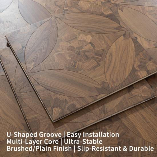 Picture of Black Walnut Anne Princess Parquet Engineered Timber Flooring, French Vintage Style, Anti-Slip