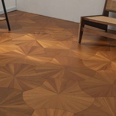 Burmese Teak Merbau Engineered Parquet Flooring, Versailles Lotus Leaf Pattern