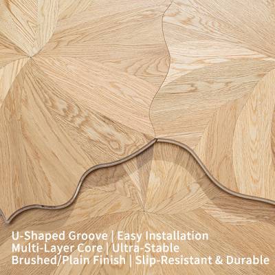 Lotus Leaf Parquet Engineered Timber Flooring, French Vintage Pattern, Wear-Resistant