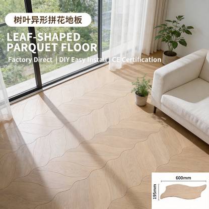 Picture of Leaf Pattern Parquet Engineered Timber Flooring 15mm, Black Walnut Oak, Underfloor Heating