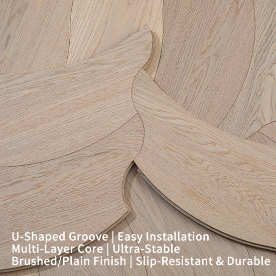 Picture of Leaf Pattern Parquet Engineered Timber Flooring 15mm, Black Walnut Oak, Underfloor Heating