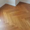 Picture of Solid Teak Herringbone Timber Flooring 18mm, Walnut Colour, Underfloor Heating, Mid-Century Style