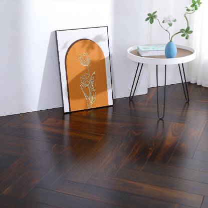 Picture of Customisable Indonesian Black Rosewood Solid Timber Herringbone Flooring, Underfloor Heating, Natural Colour