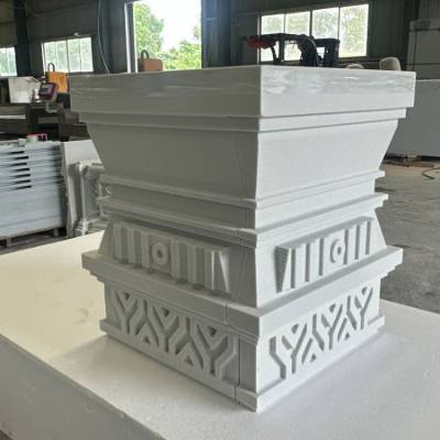 Chinese-Style Foamed Ceramic Column Capital and Base with Relief Carving, Antique Facade Cladding