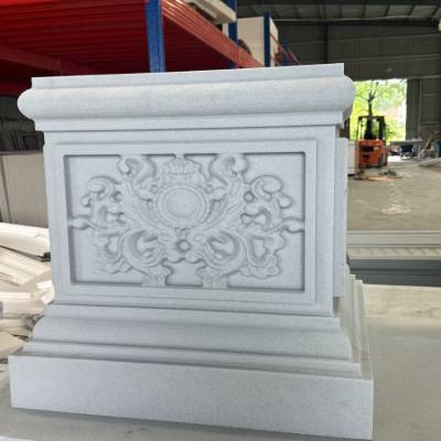 Foamed Ceramic Column Base, European Carved Component for Rural Villa Exteriors, Square and Round Entry Columns