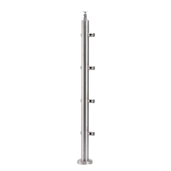 Picture of Stainless Steel Round Tube Post with Wire Pass-Through for Balcony and Glass Stair Handrail