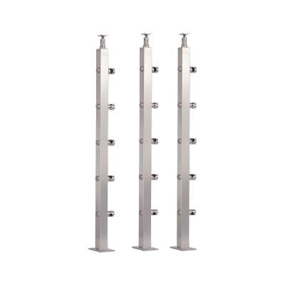 Stainless Steel Square Tube Balcony Post for Stair Handrail, Wire Pass-Through