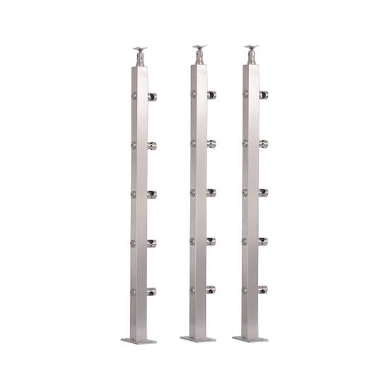 Picture of Stainless Steel Square Tube Balcony Post for Stair Handrail, Wire Pass-Through