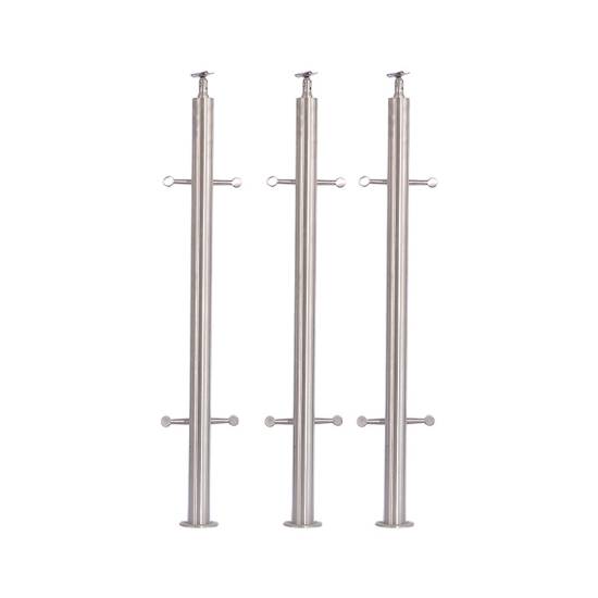 Picture of Stainless Steel Round Tube Stair Handrail Post, Indoor and Outdoor, Brushed Minimalist