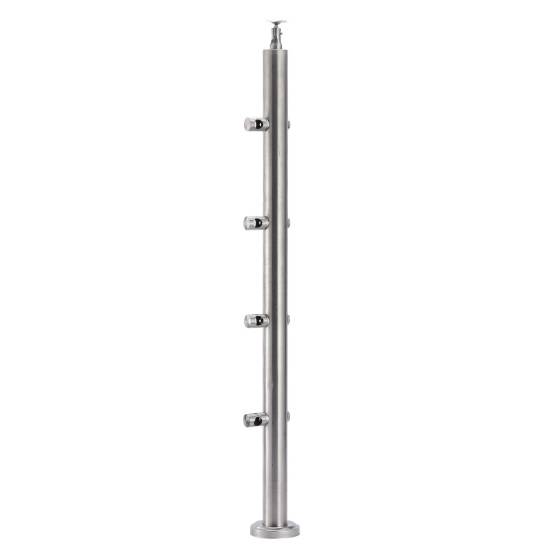 Picture of 304 Stainless Steel Round Tube Post with Wire Pass-Through for Commercial Stair Handrail