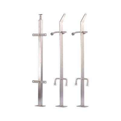 Single Arm 7-Shape Bend Glass Balustrade Stainless Steel Post, Stair Handrail and Railing