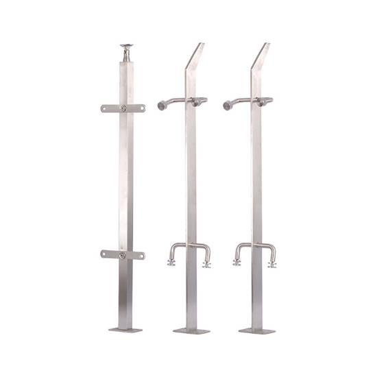 Picture of Single Arm 7-Shape Bend Glass Balustrade Stainless Steel Post, Stair Handrail and Railing