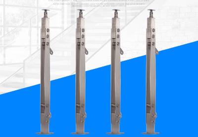 Stainless Steel Stair Balustrade Post with Diamond Shape Glass Clamp, 5x55 Handrail Post