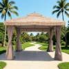 Picture of Outdoor Gazebo with Synthetic Thatch Roof, Four-Post Garden Pavilion, Shade Shelter
