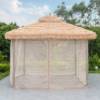 Picture of Outdoor Gazebo with Synthetic Thatch Roof, Four-Post Garden Pavilion, Shade Shelter