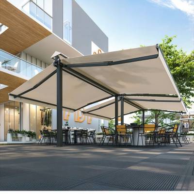 Electric Retractable Double Opening Awning for Balcony, Cafe and Restaurant, Butterfly Style
