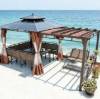 Picture of Aluminium Garden Gazebo with Thatched Roof and Pergola for Terrace, Balcony and Courtyard