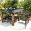Picture of Aluminium Garden Gazebo with Thatched Roof and Pergola for Terrace, Balcony and Courtyard